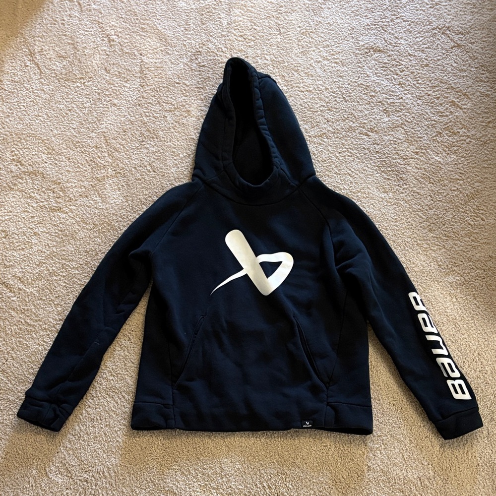 Bauer Black Hoodie with White Logo Youth Medium